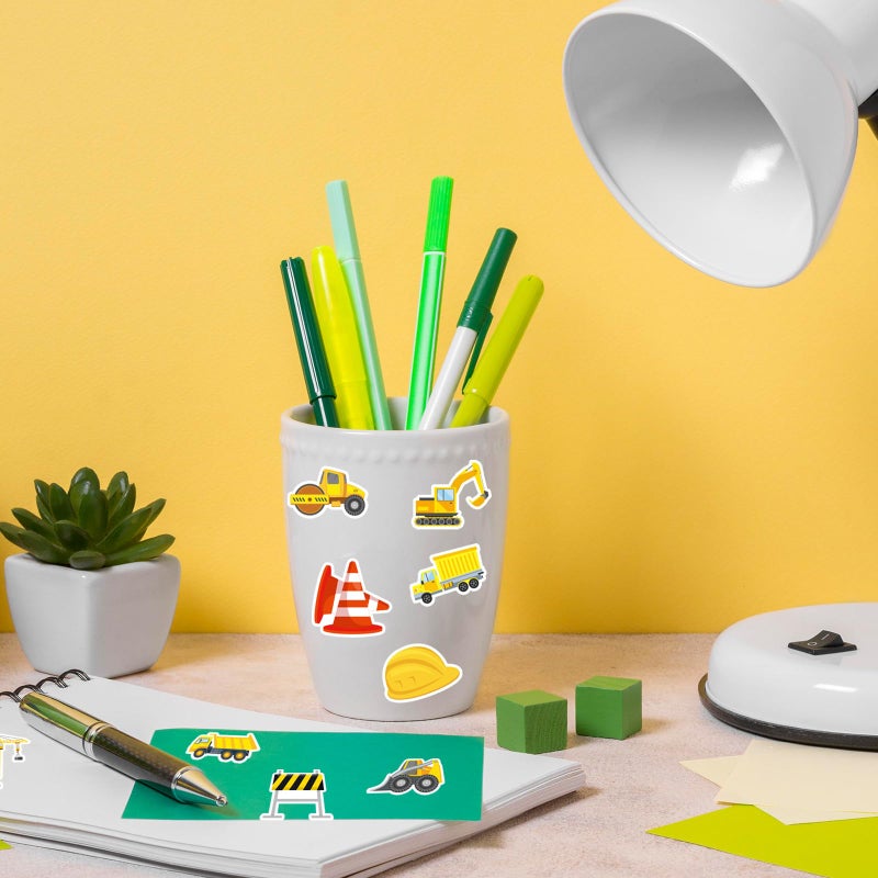 Whaline 1400Pcs Construction Sticker Truck Digger Vehicle Transportation Sticker 16 Designs Incentive Teacher Reward Decal for Craft Home Classroom Card Scrapbook Decor, 1.5 in - Image 5